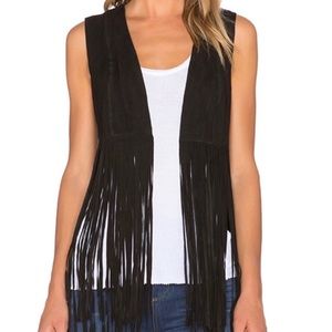 Lamarque Collection Sonia Suede Black Fringe Vest